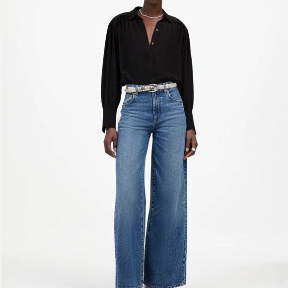 Madewell NT224 black long-Sleeve Button-Front Top size xs NWT - Picture 2 of 12